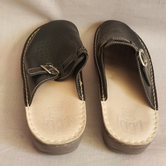 Ledi Clogs Shoes Black Size 44 / 12 M/ W Leather - Picture 3 of 5